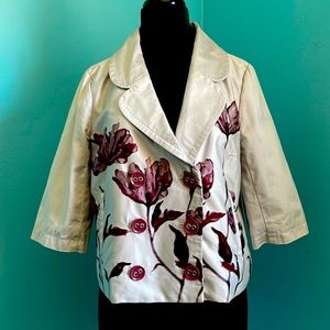 Anthropologie Elevenses Double Breasted Floral Jacket | Size 6